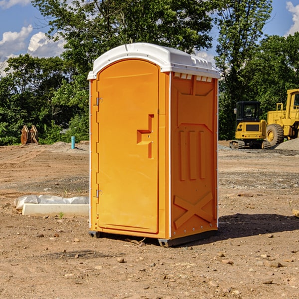 can i customize the exterior of the portable restrooms with my event logo or branding in Goldsmith IN